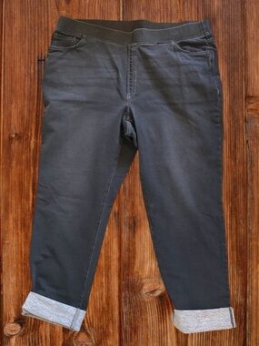 J. Jill Pure Jill Dark Charcoal Knit Ankle Jeans – Pull-On Comfort | Size L R